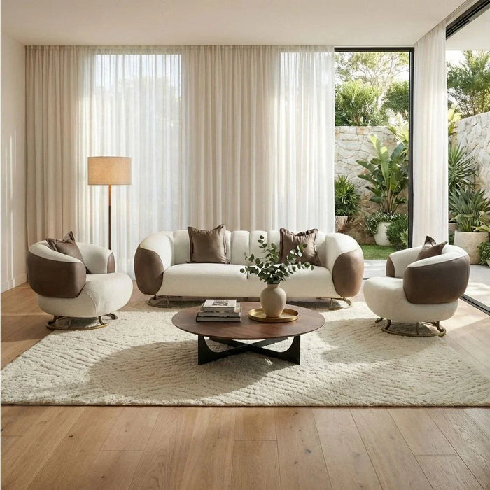 Palmera 1-Seater Fabric Sofa - Beige/Brown - With 2-Year Warranty