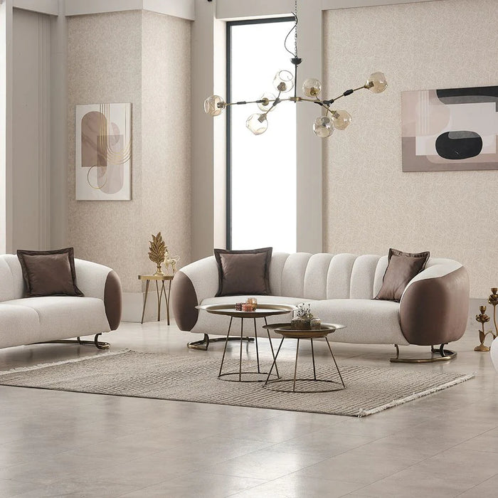Palmera 1-Seater Fabric Sofa - Beige/Brown - With 2-Year Warranty