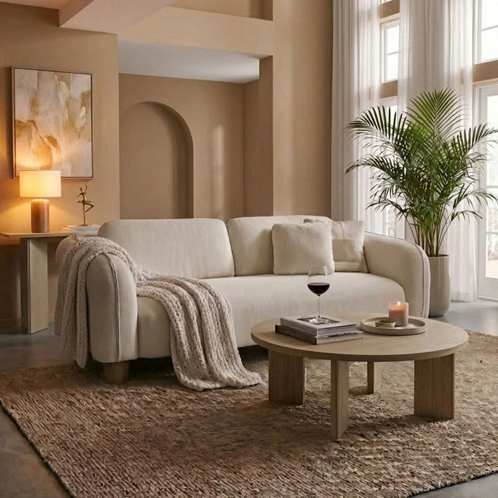 Floransa 3-Seater Fabric Sofa - Light Beige - With 2-Year Warranty