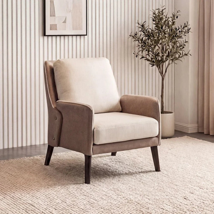 Floransa Fabric Arm Chair - Light  Beige/Brown