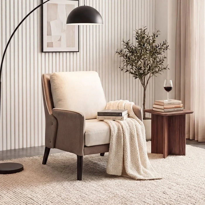 Floransa Fabric Arm Chair - Light  Beige/Brown
