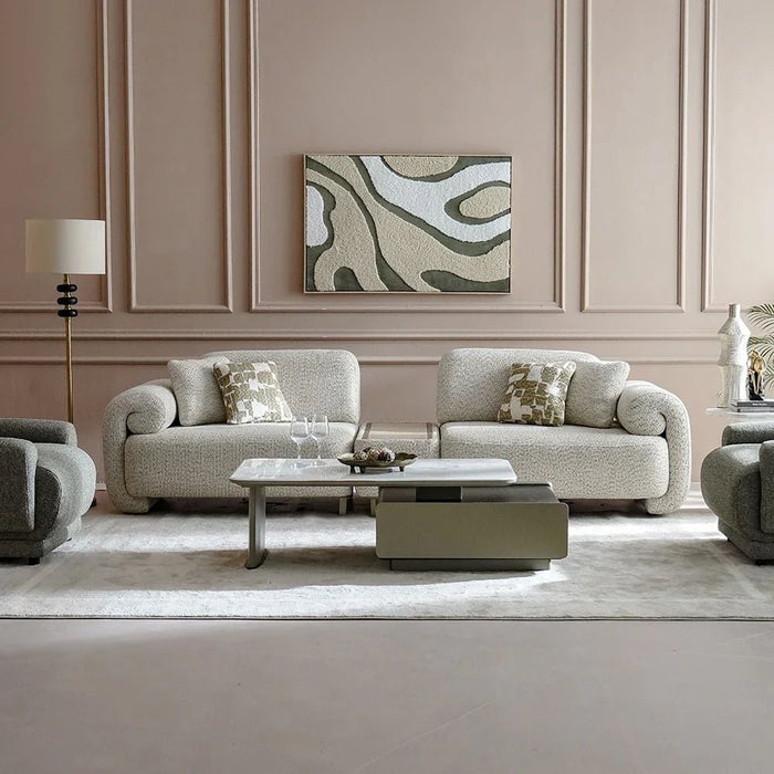 Vivo 3 Seater Fabric Sofa-Beige