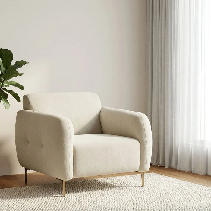 Waver 1-Seater Fabric Sofa - Taupe Beige - With 2-Year Warranty