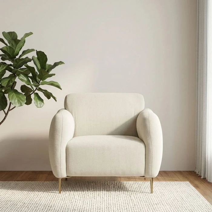 Waver 1-Seater Fabric Sofa - Taupe Beige - With 2-Year Warranty