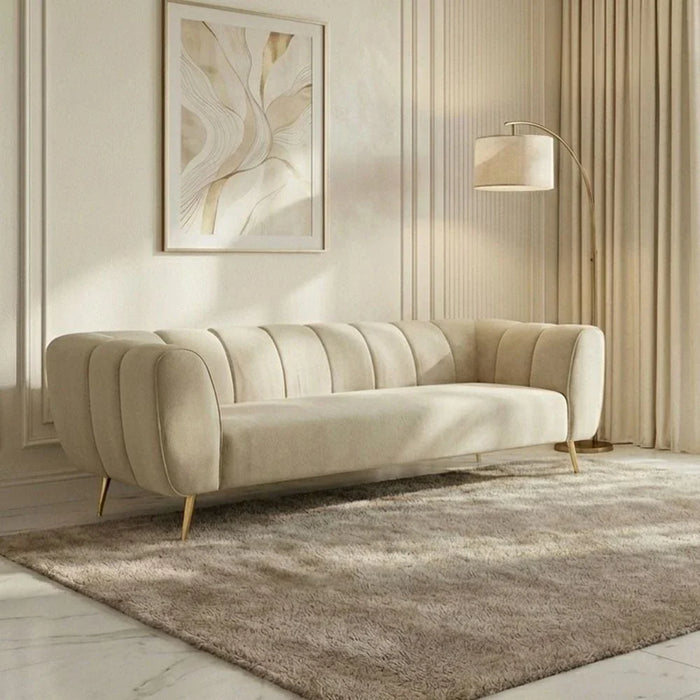 Milner 3-Seater Fabric Sofa - Muted Beige - With 2-Year Warranty