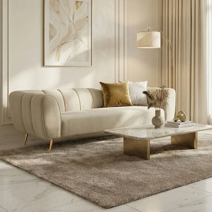 Milner 3-Seater Fabric Sofa - Muted Beige - With 2-Year Warranty