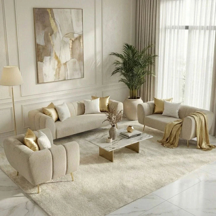Milner 3-Seater Fabric Sofa - Muted Beige - With 2-Year Warranty