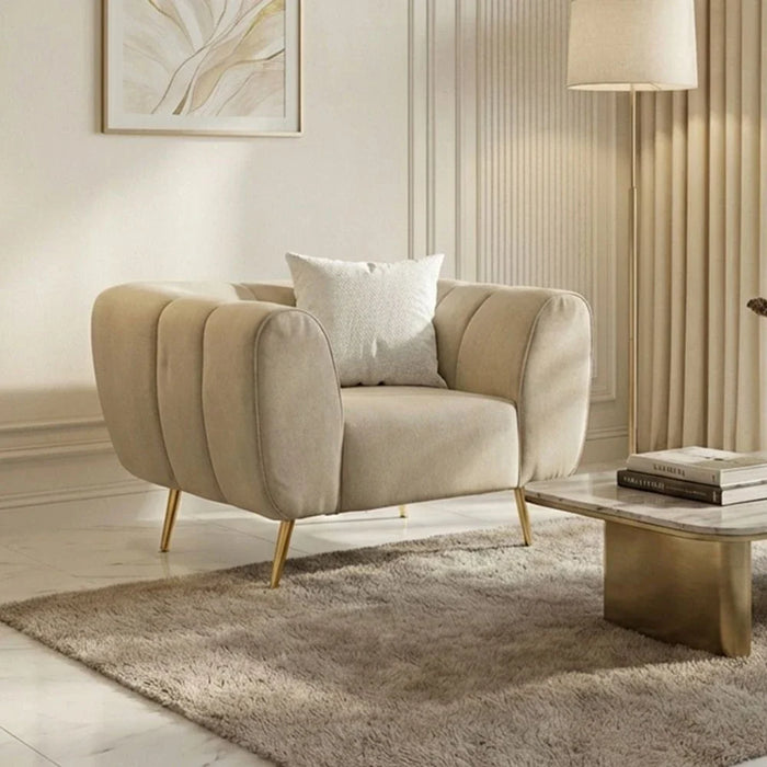Milner 1-Seater Fabric Sofa - Muted Beige - With 2-Year Warranty