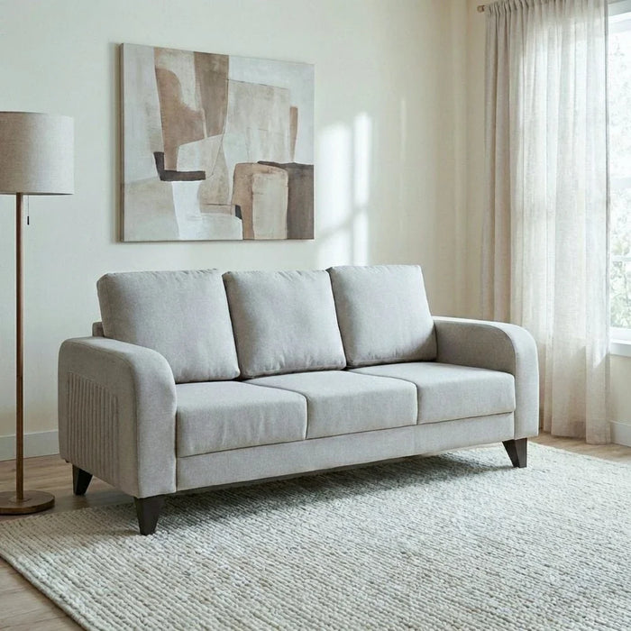 London 3 Seater Fabric Sofa - Warm Beige
