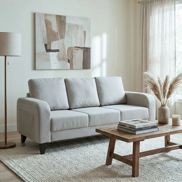 London 3 Seater Fabric Sofa - Warm Beige