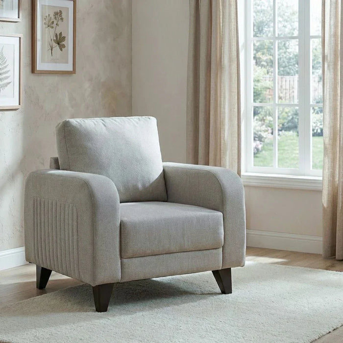 London 1 Seater Fabric Sofa-Warm Beige