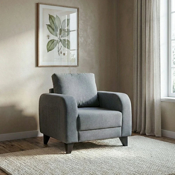 London 1-Seater Fabric Sofa - Ash Grey - With 2-Year Warranty