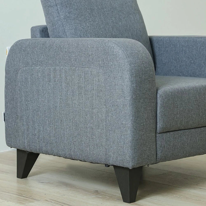 London 1-Seater Fabric Sofa - Ash Grey - With 2-Year Warranty