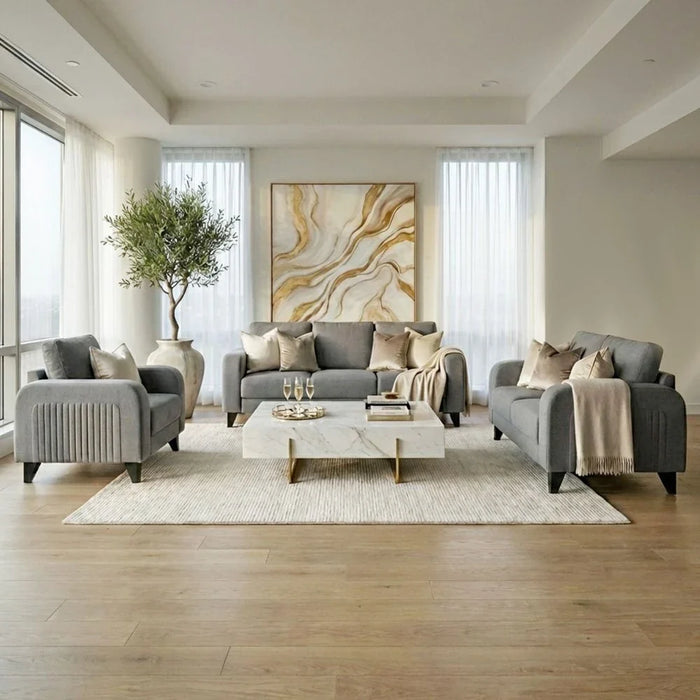 London 1-Seater Fabric Sofa - Ash Grey - With 2-Year Warranty