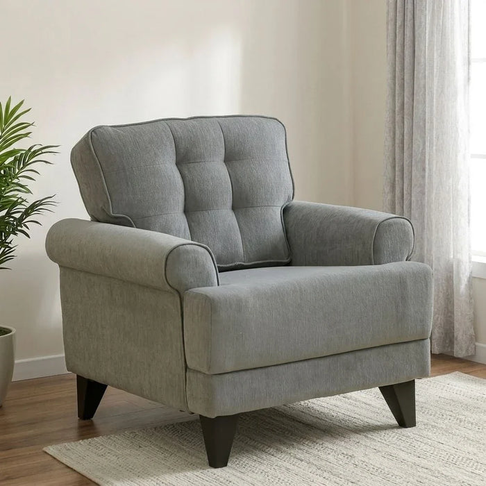 Bradley 1-Seater Fabric Sofa-Onyx Grey-With 2-Year Warranty