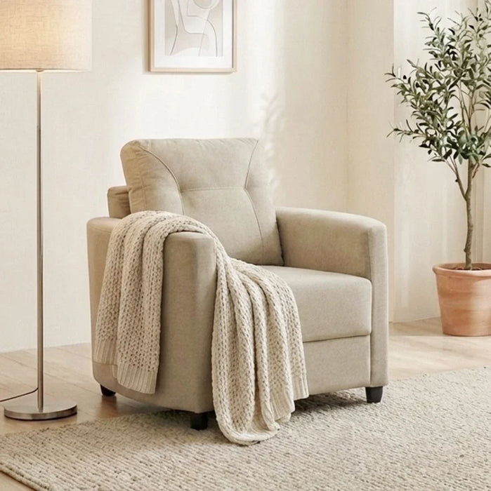 Nottingham 1-Seater Fabric Sofa-Desert Sand-With 2-Year Warranty