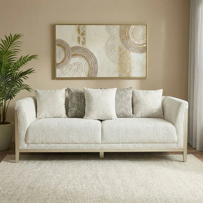 Azalea 3 Seater Fabric Sofa-Beige/Champagne Gold