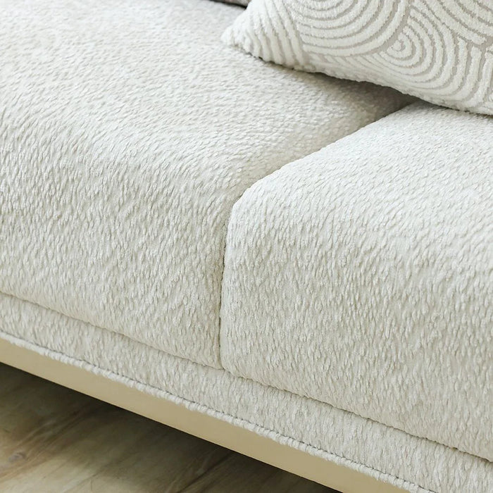 Azalea 3 Seater Fabric Sofa-Beige/Champagne Gold