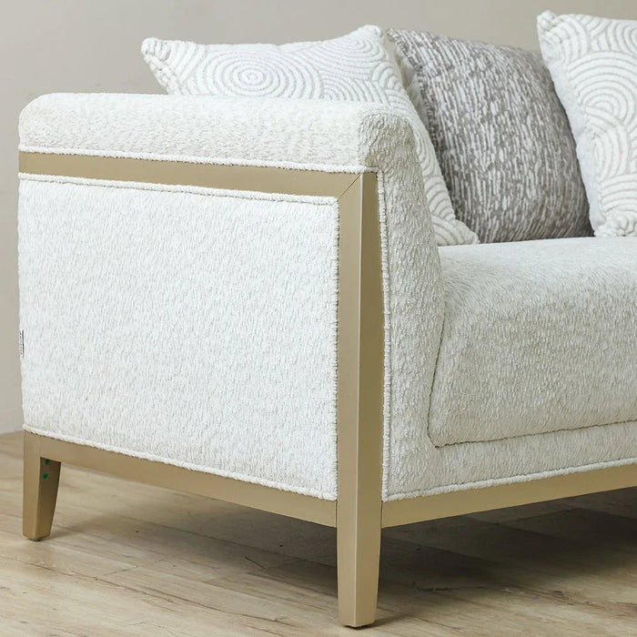 Azalea 3 Seater Fabric Sofa-Beige/Champagne Gold