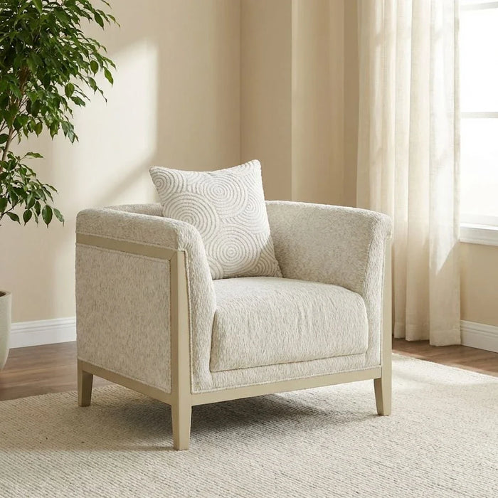 Azalea 1-Seater Fabric Sofa - Beige/Champagne Gold - With 2-Year Warranty