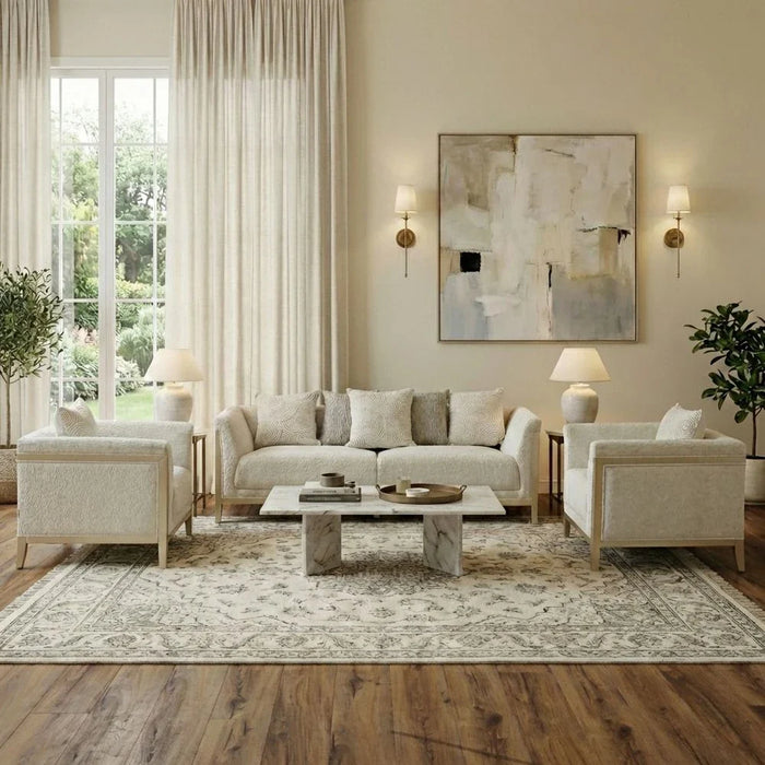 Azalea 1-Seater Fabric Sofa - Beige/Champagne Gold - With 2-Year Warranty