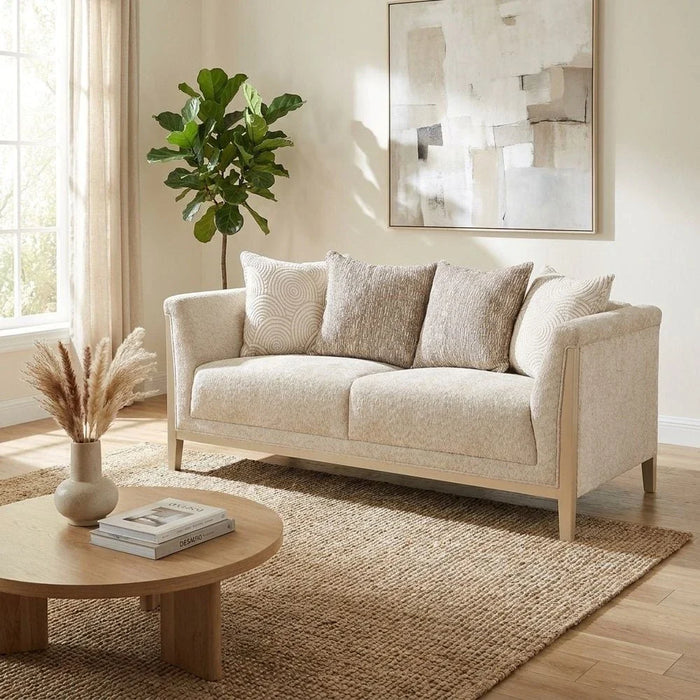 Azalea 2 Seater Fabric Sofa-Beige/Champagne Gold