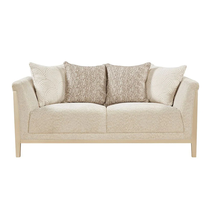 Azalea 2 Seater Fabric Sofa-Beige/Champagne Gold