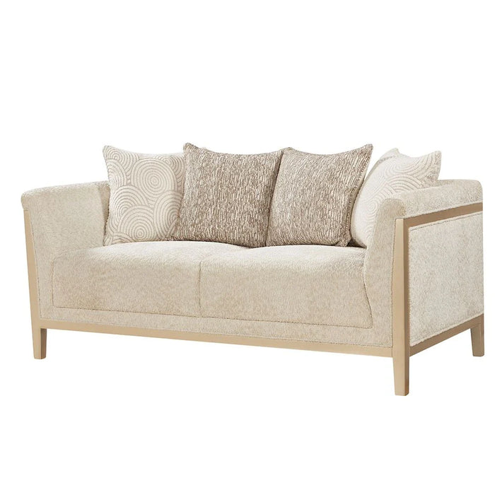 Azalea 2 Seater Fabric Sofa-Beige/Champagne Gold