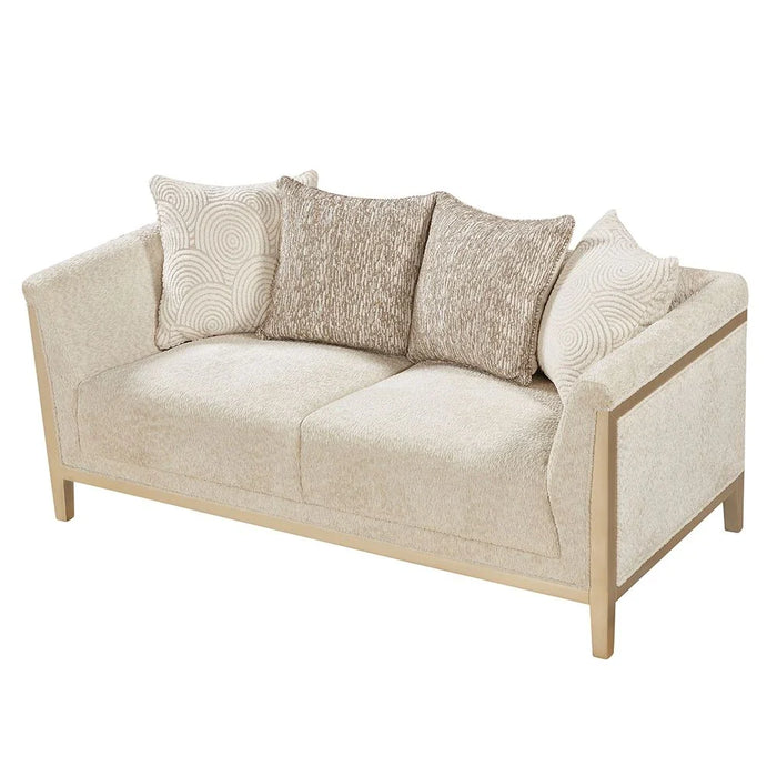 Azalea 2 Seater Fabric Sofa-Beige/Champagne Gold