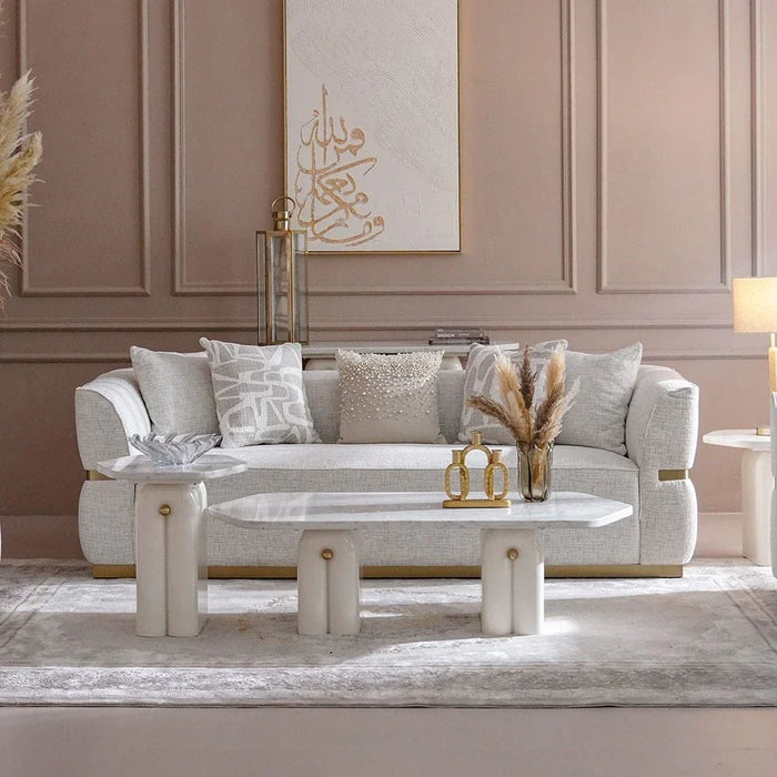 Oru 3 Seater Fabric Sofa-Light Grey