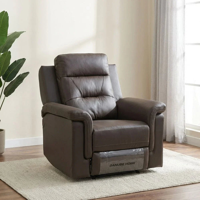 Nato 1 Seater Half Leather Recliner-Brown