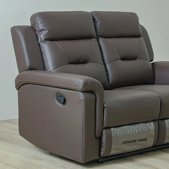 Nato 2-Seater Half Leather Recliner - Brown - With 2-Year Warranty