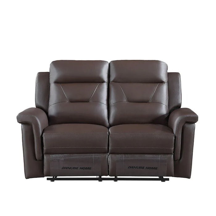 Nato 2-Seater Half Leather Recliner - Brown - With 2-Year Warranty
