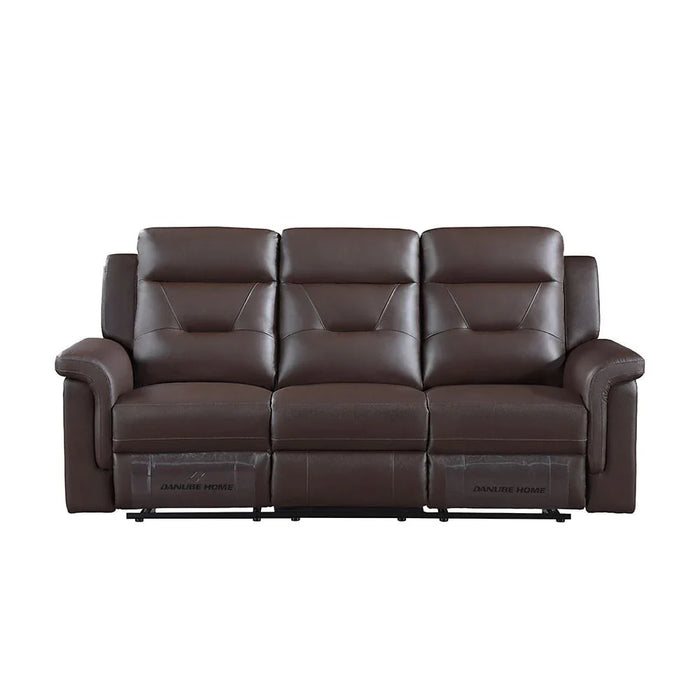Nato 3-Seater Half Leather Recliner - Brown - With 2-Year Warranty
