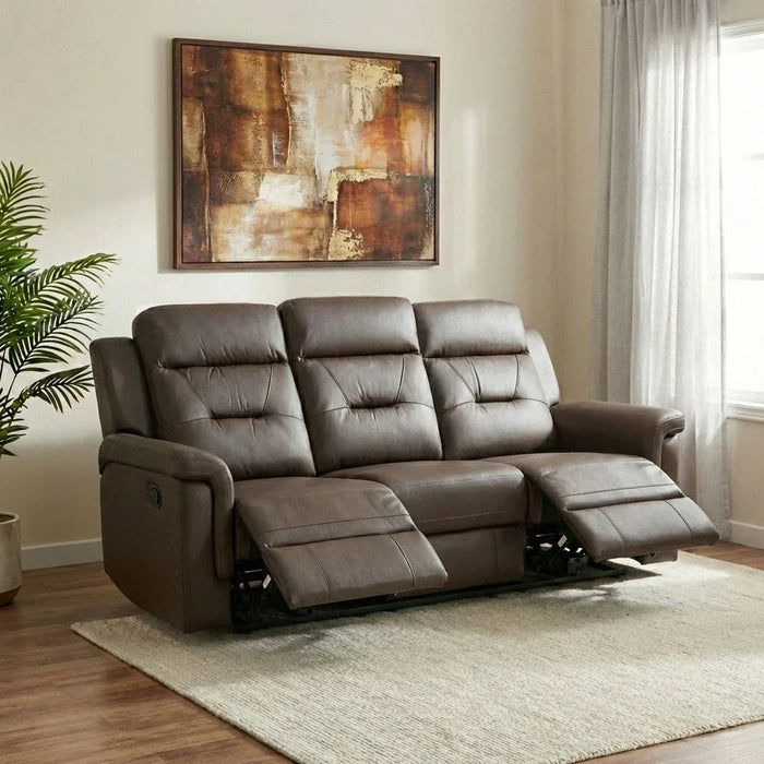 Nato 3-Seater Half Leather Recliner - Brown - With 2-Year Warranty