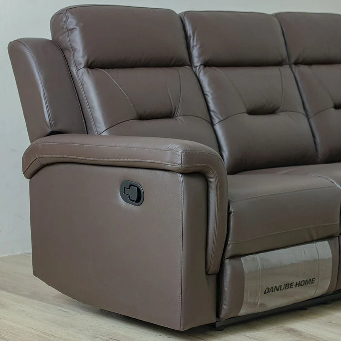 Nato 3-Seater Half Leather Recliner - Brown - With 2-Year Warranty