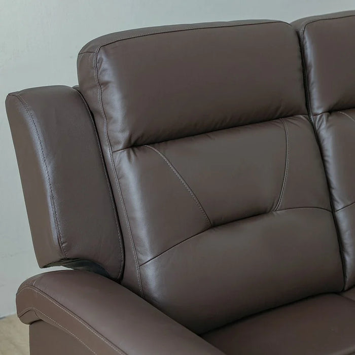 Nato 3-Seater Half Leather Recliner - Brown - With 2-Year Warranty