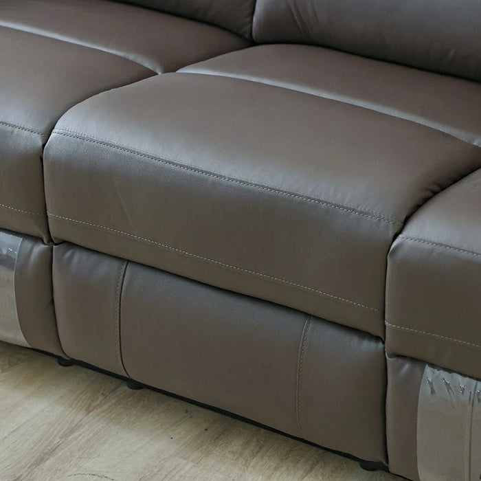 Nato 3-Seater Half Leather Recliner - Brown - With 2-Year Warranty