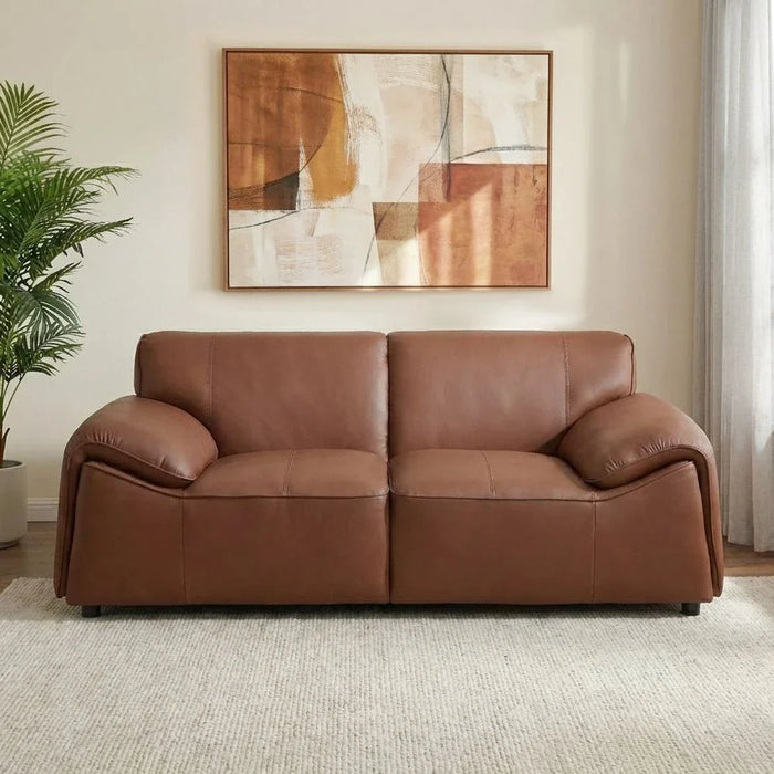 Tokishi 2-Seater Full Leather Sofa - Tan