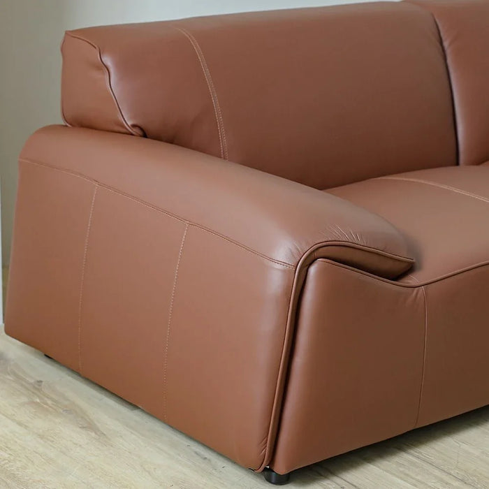 Tokishi 3-Seater Full Leather Sofa - Tan - With 2-Year Warranty