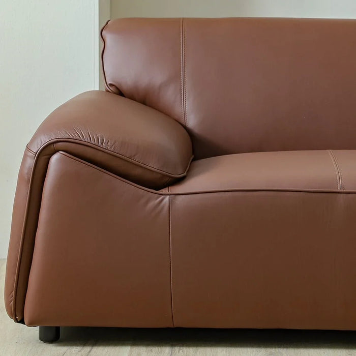 Tokishi 3-Seater Full Leather Sofa - Tan - With 2-Year Warranty