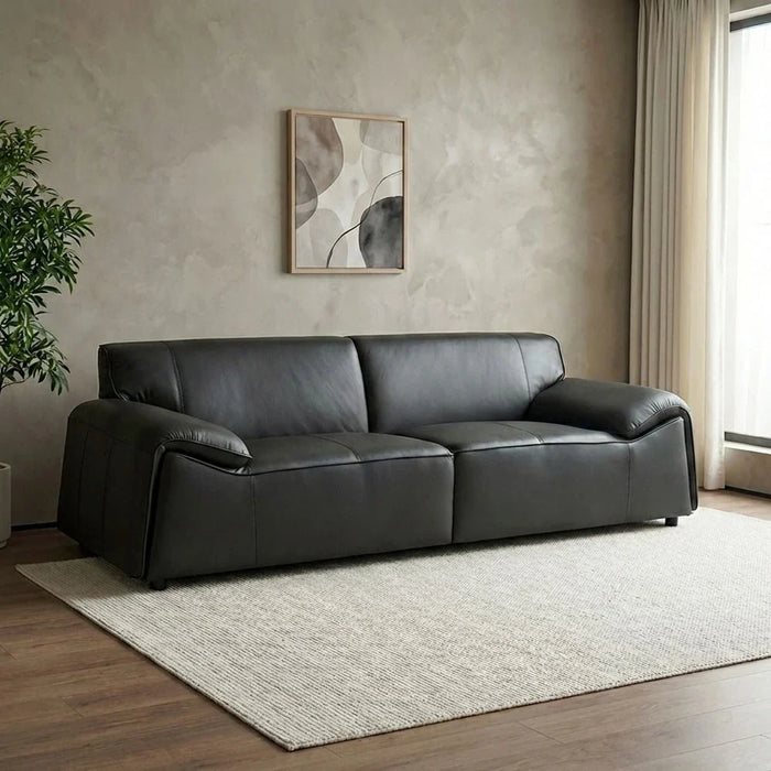 Tokishi 3 Seater Full Leather Sofa - Dark Brown