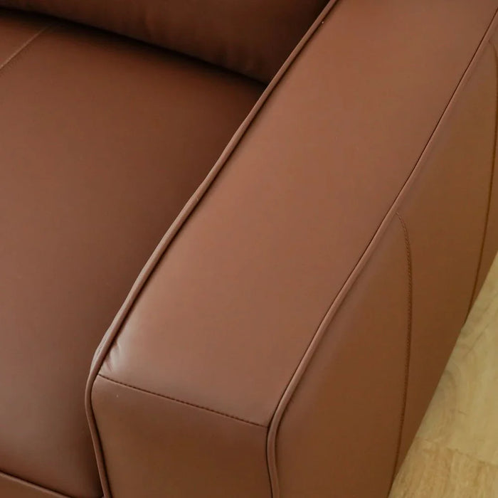 Tokishi 3-Seater Full Leather Corner Sofa - Tan - With 2-Year Warranty