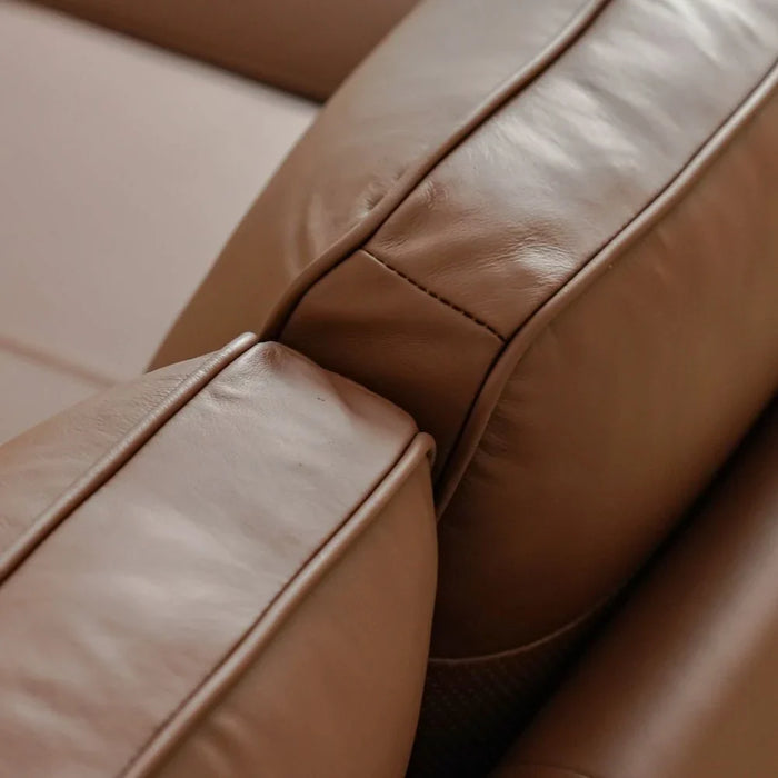 Tokishi 3-Seater Full Leather Corner Sofa - Tan - With 2-Year Warranty