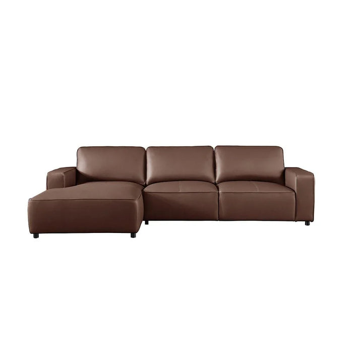 Tokishi 3-Seater Full Leather Corner Sofa - Tan - With 2-Year Warranty