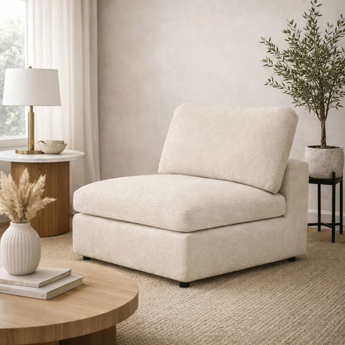 Neithan 1 Seater Armless Fabric Sofa-Beige