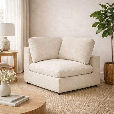 Neithan Corner Wedge Sofa - Beige - With 2-Year Warranty