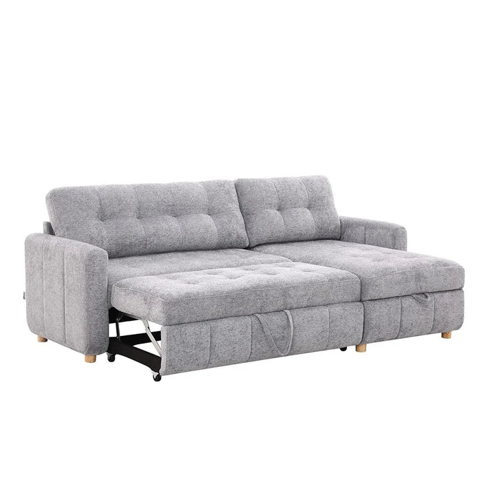 Jaizell 3-Seater Reversible Fabric Corner Sofa Bed with Storage - Grey - With 2-Year Warranty