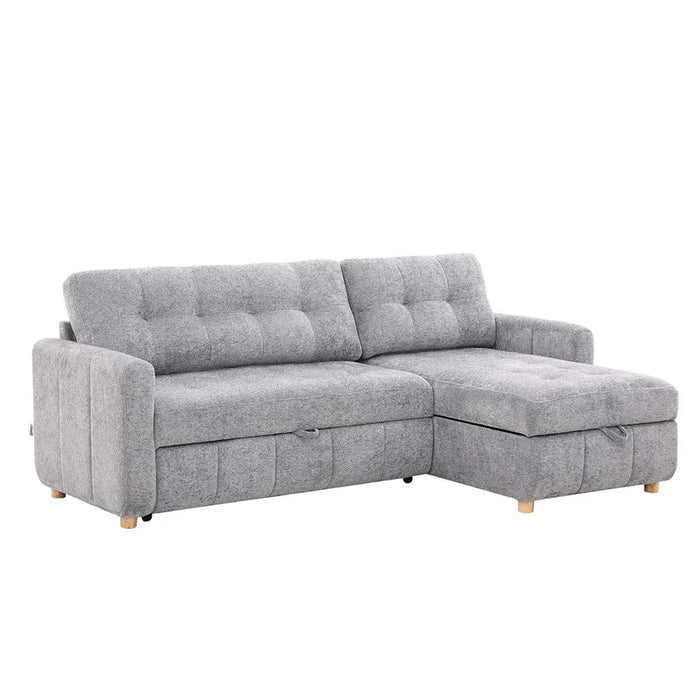Jaizell 3-Seater Reversible Fabric Corner Sofa Bed with Storage - Grey - With 2-Year Warranty