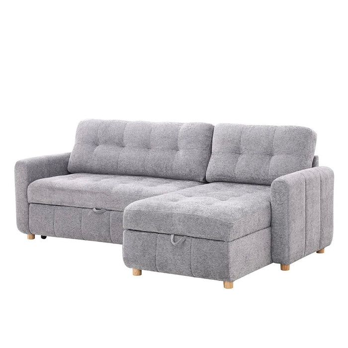 Jaizell 3-Seater Reversible Fabric Corner Sofa Bed with Storage - Grey - With 2-Year Warranty